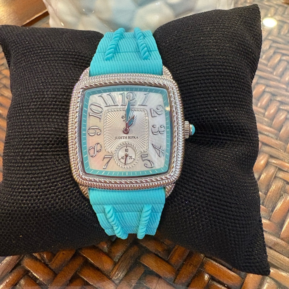 Judith Ripka Silver Watch with Turquoise Strap